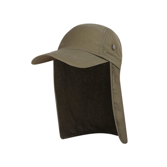 Sun Hats for Men, Unisex Mountaineering Fishing Sun Hat, Baseball Cap with Removable Ear Neck Flap Cover, Foldable and Portable Suitable for Safari Outdoor, Green