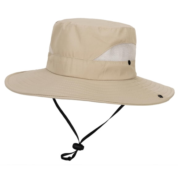 Sun Hats for Men, Wide Brim UPF 50  UV Protection Caps, Mesh Quick-Drying Sun-Proof Outdoor Mountaineering Hat, Folding Packable with Drawstring, Beige