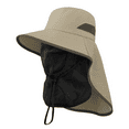 thumbnail image 1 of Sun Hats, Breathable Wide Brim Fishing Hat, UPF 50+ UV Protection Bucket Hat with Neck Flap and Removable Face Cover for Fishing Hiking Men Women, Khaki, 1 of 8
