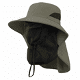 thumbnail image 1 of Sun Hats, Breathable Wide Brim Fishing Hat, UPF 50+ UV Protection Bucket Hat with Neck Flap and Removable Face Cover for Fishing Hiking Men Women, Army Green, 1 of 9