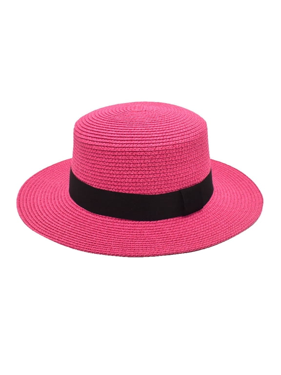 Sun Hats Square Buckle Trim Flat Crown Panama Lafite Straw Large Wide Brim Lafite Hat for Daily Travel Beach or Outdoor