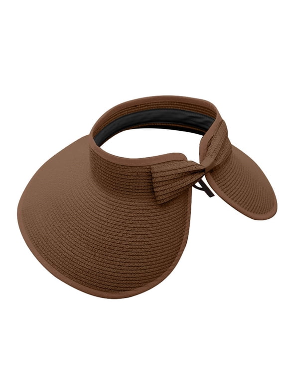 Sun Hats Visor for Women Wide Brim Roll-Up Beach Ponytail Hat Foldable Summer Travel Hat Packable Foldable Beach Vacation EssentialsCoffeeOne Size