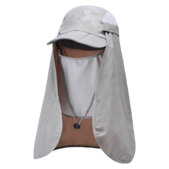 Sun Hats for Women Baseball Cap Sun Hats for Men Women with Neck Flap Folda Sun Cap Fishing Sun Hats UPF 50+ Sun Protection Ponytail Hats Polyester Grey One Size