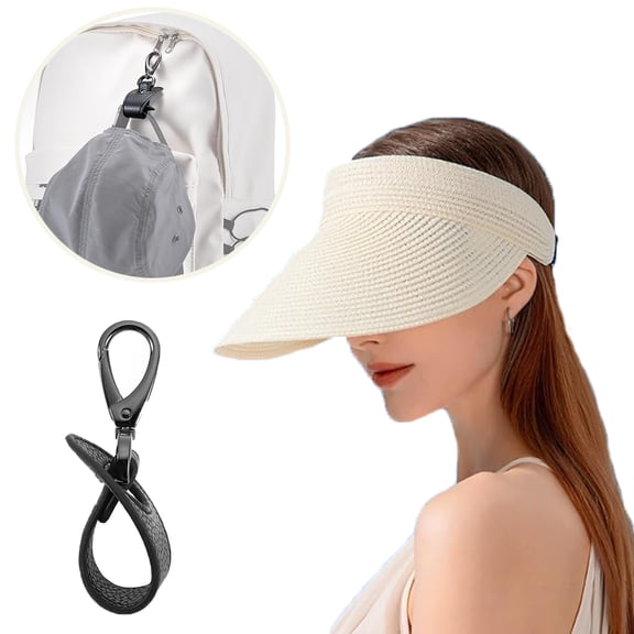 Sun Hats for Women, Beach Hats for Women, White Summer Large Brim Straw Hat with 1pc Black Hat Clip is Equipped with An Adjustable Elastic Buckle and The Inside is Equipped with A Sweat Band