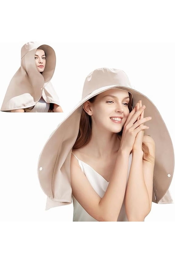 Sun Hats for Women,Beach Hiking Gardening Fishing Hat with Ponytail Hole Neck Flap Wide Brim Outdoor Sun Protection, Womens Visor, Floppy Sun Hats for Women,Head Umbrella Hat,Wide Brim Sun Hat