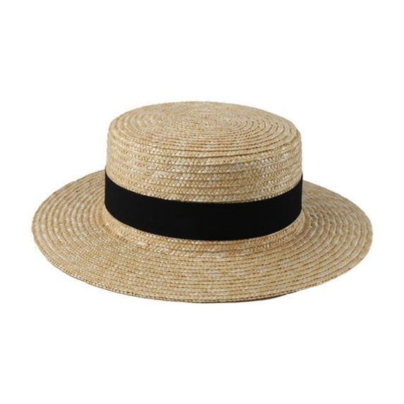 Sun Hats for Women Flat Top Straw Hat Women Summer Sun Hat, Sun Hats for Men Seaside Beach Hat Wide Brim Uv Protection Breathable Lightweight Foldable for Travel 56-58cm Adjustable White Beige