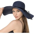 thumbnail image 1 of Sun Hats for Women, Large Wide Brim Bowknot Straw Hats, Adjustable Foldable Packable Cap, Block Out the Summer Sun and UV Light, Summer Beach Hat, Navy Blue, 1 of 6