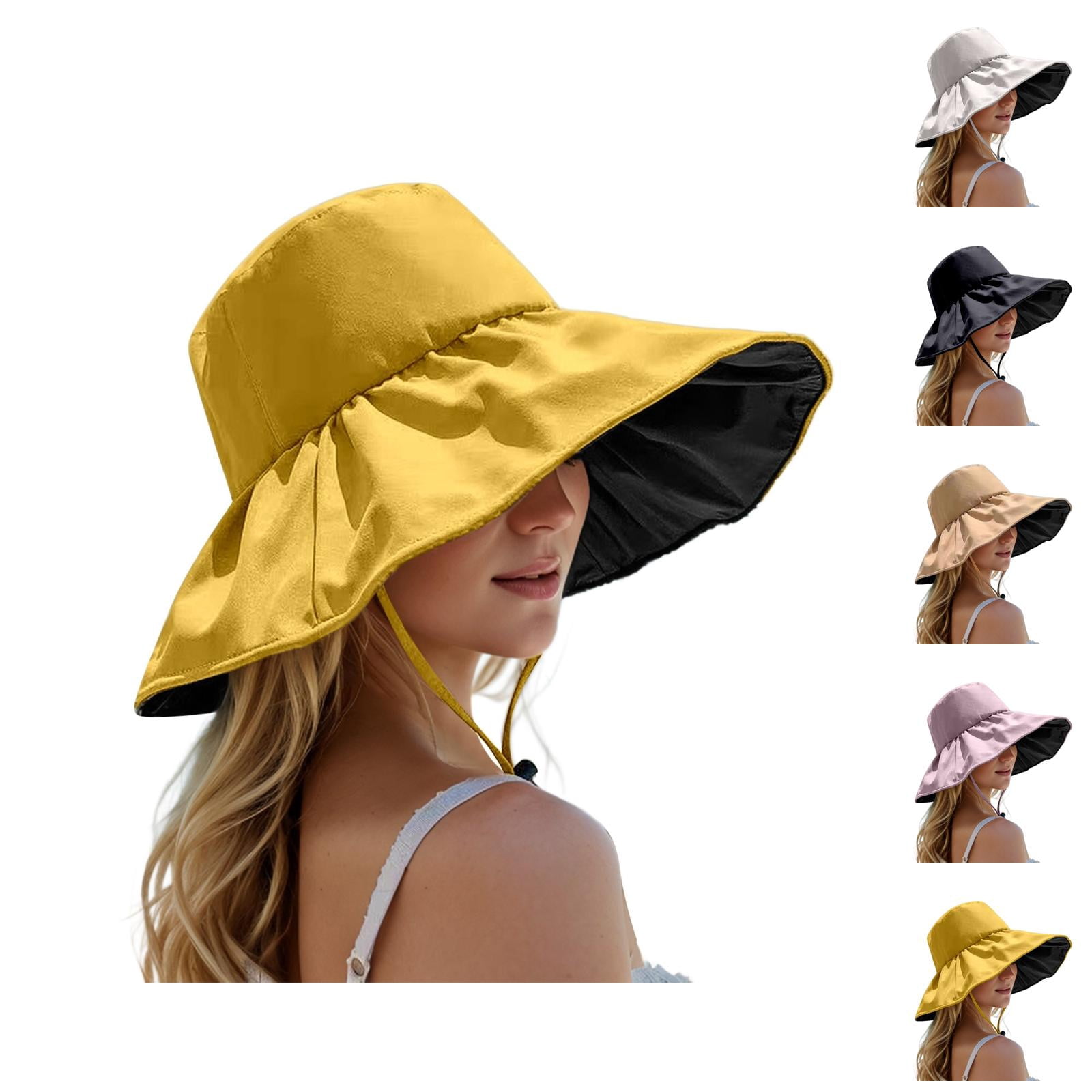 Sun Hats for Women UV Protection – Foldable Black‑Coated 