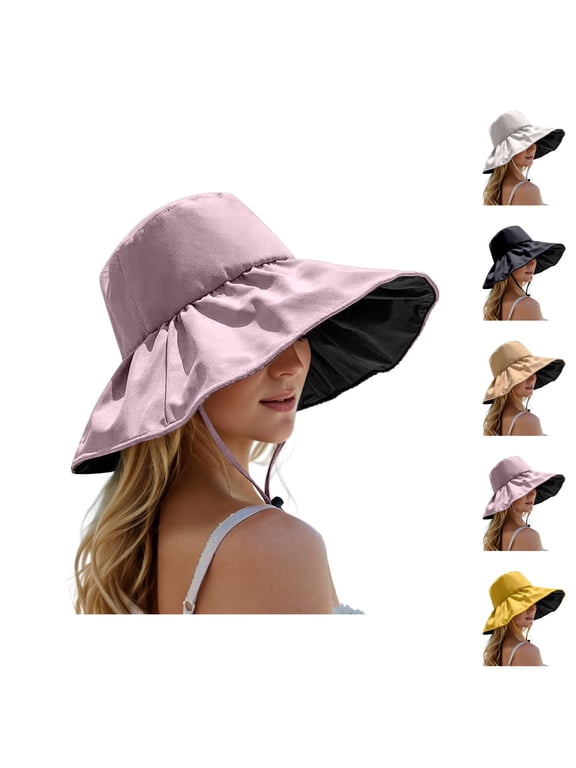 Sun Hats for Women UV Protection – Foldable Black‑Coated Wide Brim Straw Sun Hat, Full Face Shade Hat, Packable Outdoor Beach, Hiking and Travel Style