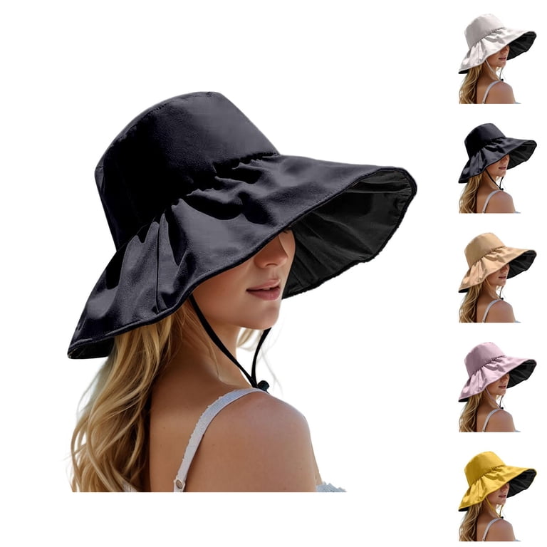 Women Foldable Summer Wide Brim Packable Hat Travel Straw Fedora Hat Black-1 Women Wide Brim Sun Straw Hat Floppy Foldable Roll Up Beach  main image 2
