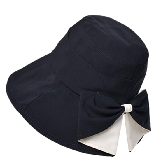 Sun Hats for Women UV Protection, Packable Sun Hat Women, Outdoor Travel Multipurpose Visor Hat, Big Bow Bucket Hat for Women, Bow Split Back Bucket Hats, Black