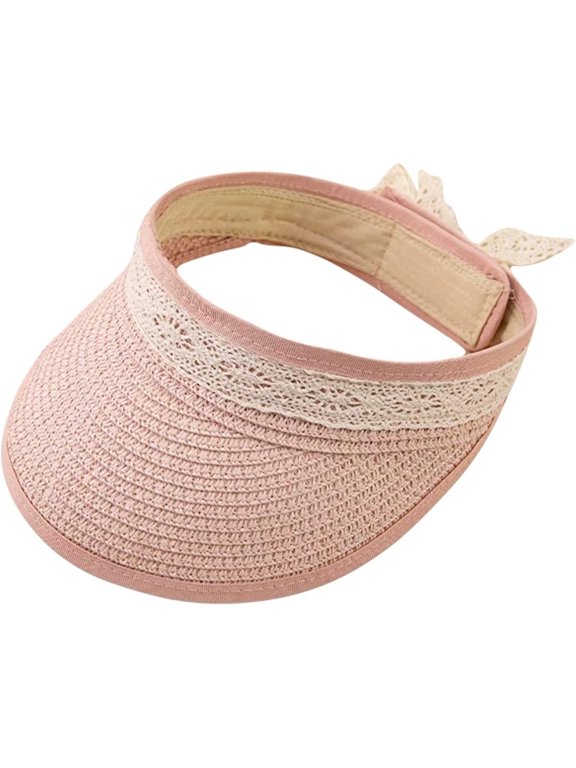 Sun Hats for Foldable Straw Hat Girl Lace Bowknot Sun Visor Beach Hat