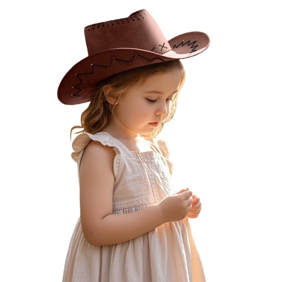 Sun Hats for Kids Patchwork Solid Colour Summer Western Cowboy Wide Brim Hat Sun Protection Cap