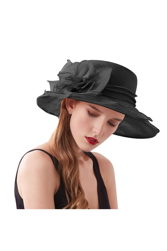 Sun Hats for Men Dress Wide Leaf Flower Bridal Shower Golf Hat for Men,Black,One Size