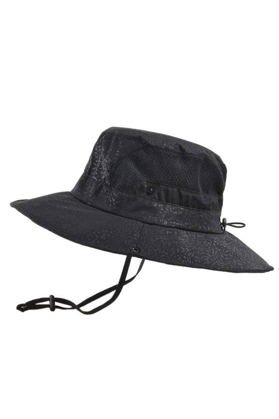 Sun Hats for Men UV Protection, Floppy Bucket Hats, Unisex Wide Brim Boonie Hat Breathable Beach Hat for Fishing Hiking Safari Outdoor, Black