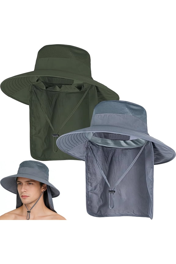 Sun Hats for Men Women Fishing Hat UPF 50+ Breathable Wide Brim Bucket Hats Summer UV Protection Safari Hat with Neck Flap