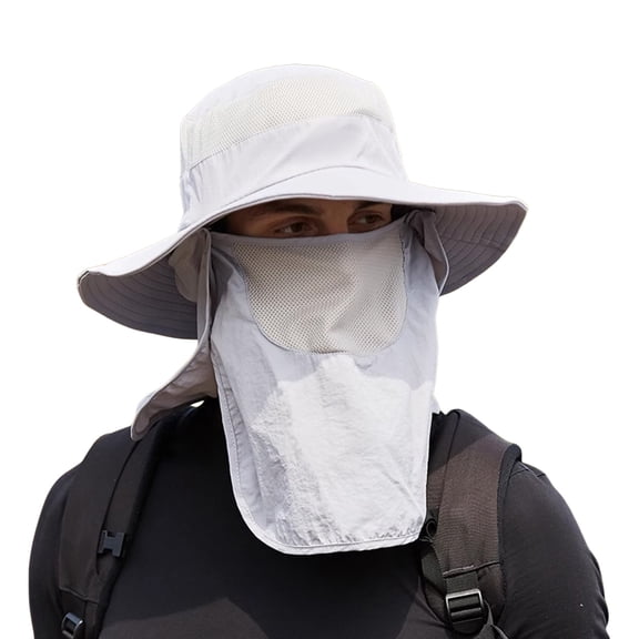 Sun Hats for Men Women Fishing Hat UPF 50  Breathable Wide Brim Summer UV Protection Hat with Face Cover & Neck for Hiking