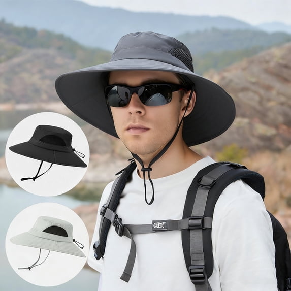 AYAMAYA Sun Hats for Men Women, UPF 50+ Waterproof Breathable Bucket Hat with Wide Brim for Fishing, Hiking, Camping (Gray)