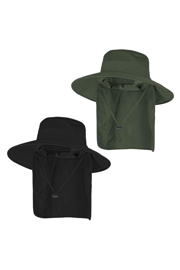 Sun Hats for Men & Women - UPF 50+ Wide Brim Bucket Hat, Breathable Fishing & Safari Hat with Neck Flap for Summer UV Protection