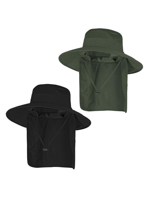 Sun Hats for Men & Women - UPF 50+ Wide Brim Bucket Hat, Breathable Fishing & Safari Hat with Neck Flap for Summer UV Protection