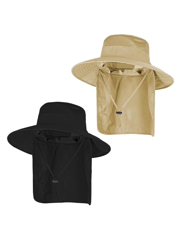 Sun Hats for Men & Women - UPF 50+ Wide Brim Bucket Hat, Breathable Fishing & Safari Hat with Neck Flap for Summer UV Protection