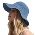 thumbnail image 1 of Sun Hats for Men Women Uni Casual Denim Wide Brim Summer Beach Outdoor Sun Hat Lightweight Breathable Protective Headwear Blue, 1 of 4