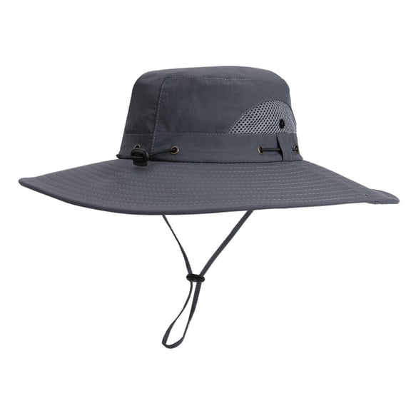 Sun Hats for Men Women, Wide Brim Bucket Hats UV Protection Waterproof Boonie Hats for Fishing Hiking Camping Gray