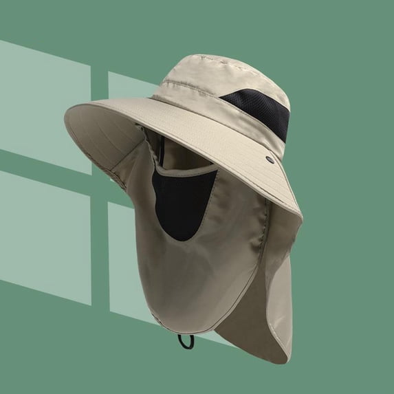 Sun Hats for Men Women with Mask and Neck Flap Multifunction Bucket-Hat Unisex Solid Color Wide-Brim Sun-Protection Quick-Dry Fishing Hiking Cap