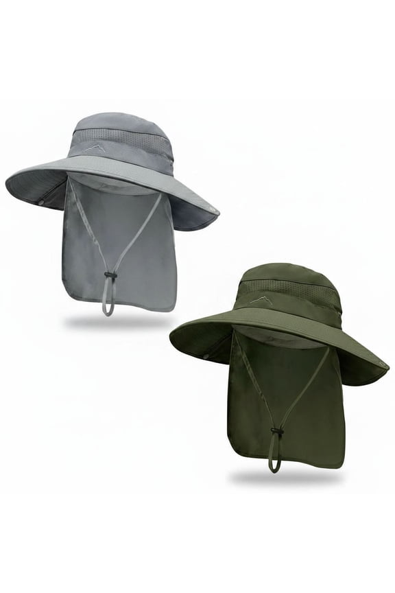 Sun Hats for Men and Women, UPF50+ Protection Safari Hat, Wide Brim Fishing Hat with Neck Flap, Bucket Hats for Beach Hiking