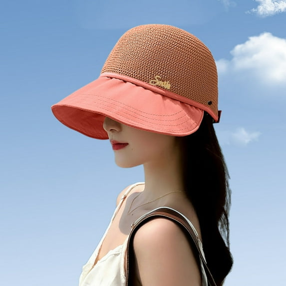 Sun Hats for Women, Anti-UV Breathable Wide Brim Foldable Ponytail Hole Camping Beach Travel Gardening Sun Cap