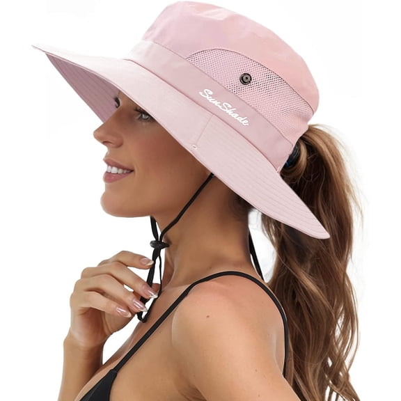 Sun Hats for Women Beach Hat Ponytail Hat Womens Sun Hat with UV Protection Wide Brim