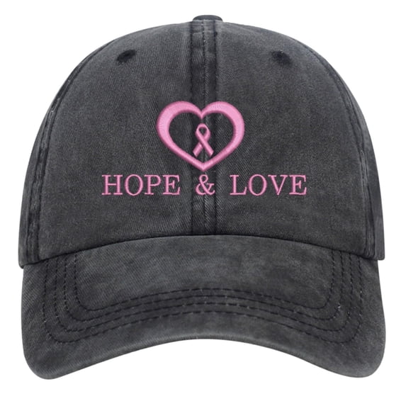 Sun Hats for Women CQXIDFH Adjustable Embroidered Breast Cancer Awareness Hat, Women's Support Cap Breast Cancer Gift, Muslim Hat (Black, One Size)