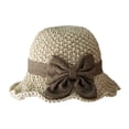 thumbnail image 1 of Sun Hats for Women Elegant Woven Straw with Bow Summer Beach Sun Straw Hats for Women Breathable Wide Brim Packable Travel Bucket Hats, 1 of 6