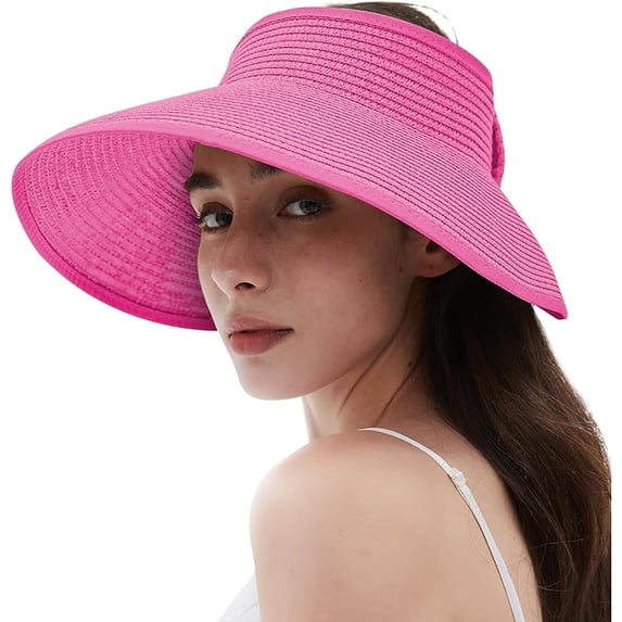 Sun Hats for Women Fashionable Womens Wide Brim Hat Roll-up Straw Sun Visor Hat