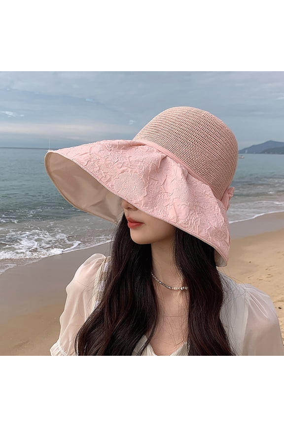 Sun Hats for Women Foldable Wide Birm Basin Hat Adjustable UV Protection Fishing Hiking Hat with Windproof Tether