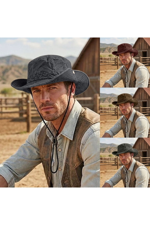 Sun Hats for Women Men Western Cowboy Wide Brim Sun Hat Beach Fedora Panama Brick Red One Size