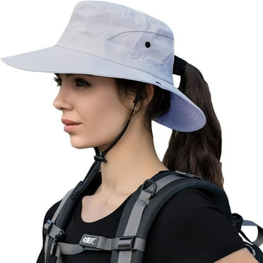 Sun Hats for Women Ponytail Sun Hats UV Protection Fishing Hats Foldable Mesh Wide Brim UPF 50+