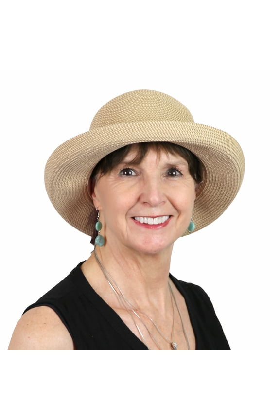 Sun Hats for Women Summer Beach Packable Travel 50+ UPF Sun Protection Ladies Headwear for Small Heads Upturned Kettle Brim Sausalito Tan