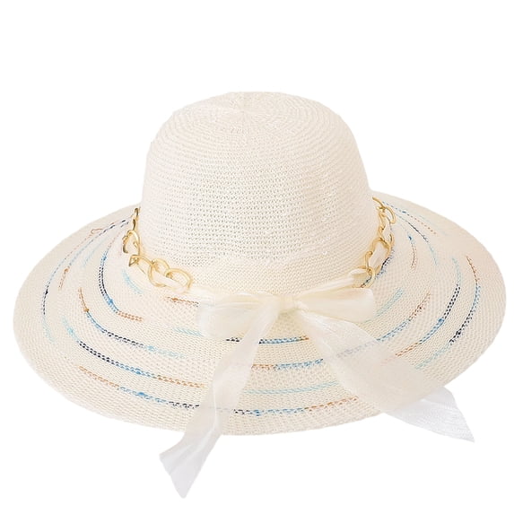 Sun Hats for Women Summer Beach Wide Brim Upf 50+ Panama Fedora Foldable Packable Hat Floppy Straw Hat