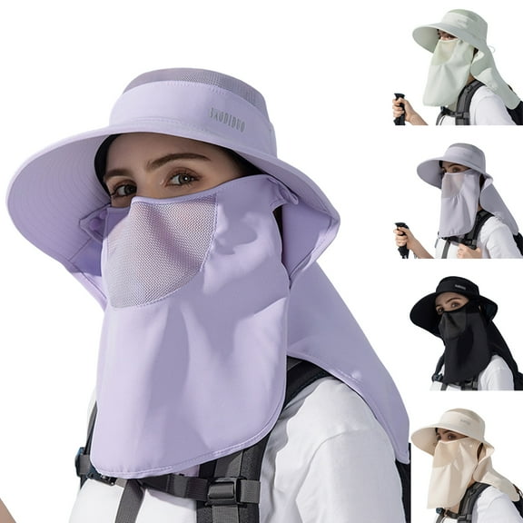 Sun Hats for Women, UPF50+ Sun Protection Cap Fishing Hat Outdoor Waterproof Wide Brim UV with Removable Face Shield and Neck Flap