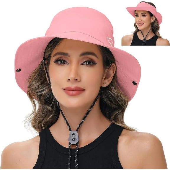 Sun Hats for Women UV Protection Fishing Hat Wide Brim Safari Hats 2 in 1 Zip-Off Sun Visor Hats UPF 50 