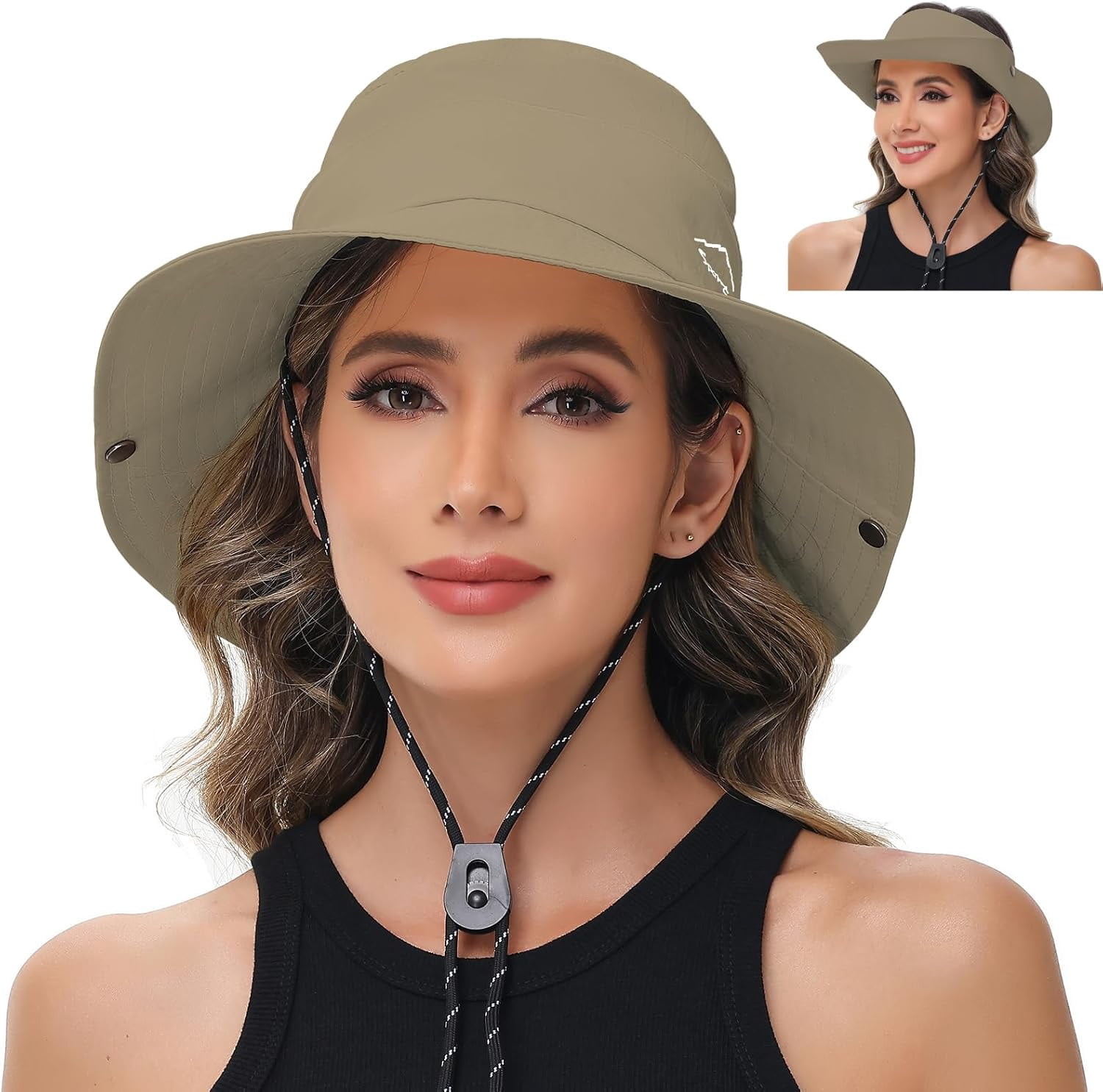 Sun Hats for Women UV Protection Fishing Hat Wide Brim Safari Hats Sun Protective Wide Brim Sun Hat For Women | Broderie Wide  main image 3