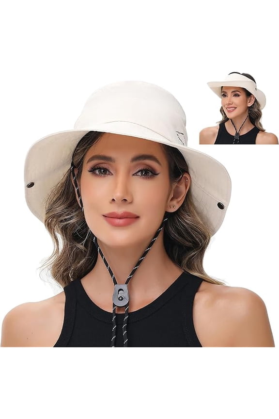 Sun Hats for Women UV Protection Fishing Hat Wide Brim Safari Hats 2 in 1 Zip-Off Sun Visor Hats UPF 50+