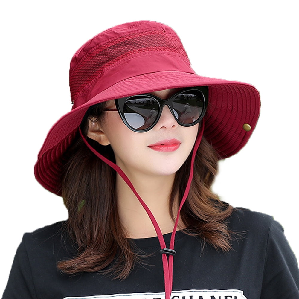 Sun Hats for Women UV Protection Foldable Wide Brim Hiking Beach ...