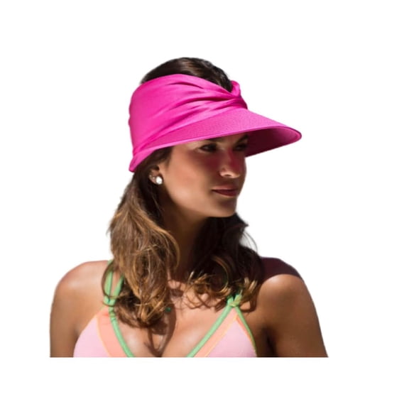 Sun Hats for Women UV Protection, Sun Visors for Women, Beach Visor Cap UV Protection with Wide Brim Packable Summer Sport Ponytail Sun Cap, Rose