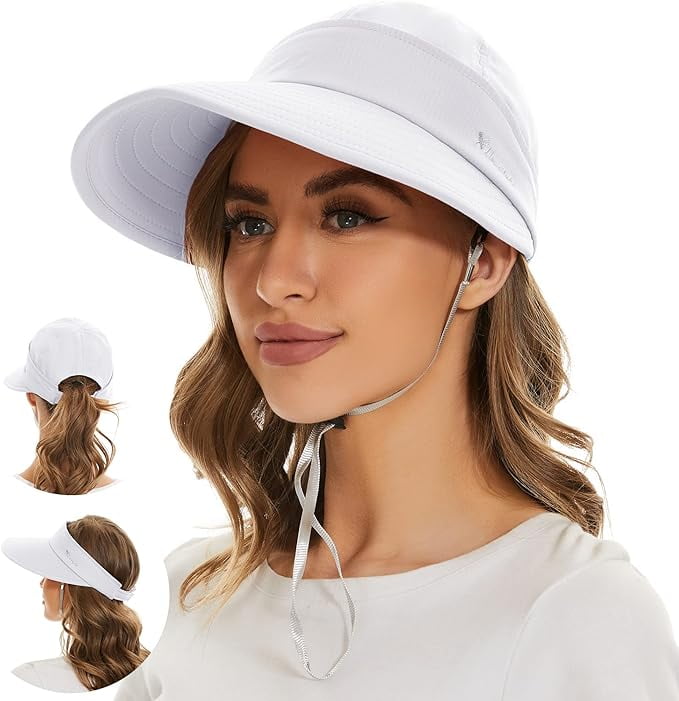 Sun Hats for Women UV Protection Wide Brim 2 in 1 Zip-Off Visor Summer ...