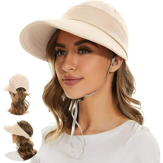 Sun Hats for Women UV Protection Wide Brim 2 in 1 Zip-Off Visor Summer Beach Hat Womens Packable Golf Hat
