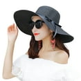 thumbnail image 1 of Sun Hats for Women UV Protection Wide Brim UPF 50 Foldable Floppy Straw Beach Hat with Strap, 1 of 8