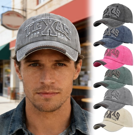 Sun Hats for Women Unisex Distressed 3D Embroidered Texas Baseball Cap Unique Casual Navy One Size