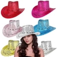 thumbnail image 1 of Sun Hats for Women Unisex Western Cowboy Hat Party Masquerade Casual Style Pink One Size, 1 of 5